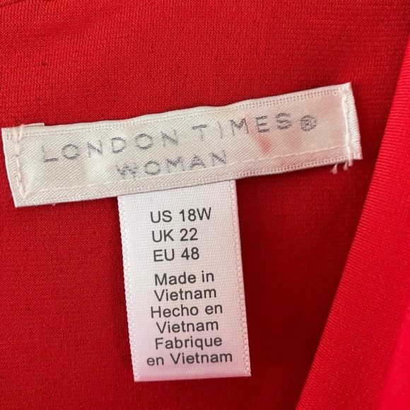 NWT Woman’s Plus Size Red Cowl-Neck Faux Wrap Sheath Midi Dress 18W - Picture 5 of 6